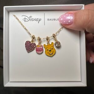 Disney BaubleBar Winnie the Pooh Valentines Day Necklace Gold Hearts Love